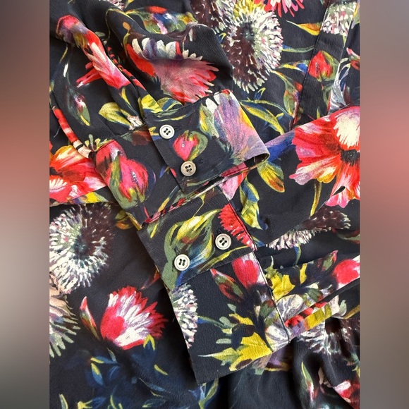 J. Crew Silk Floral Pleated Popover Blouse Small - Picture 12 of 13